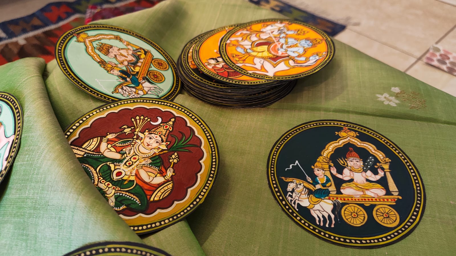 Ganjifa cards in a carefully arranged composition